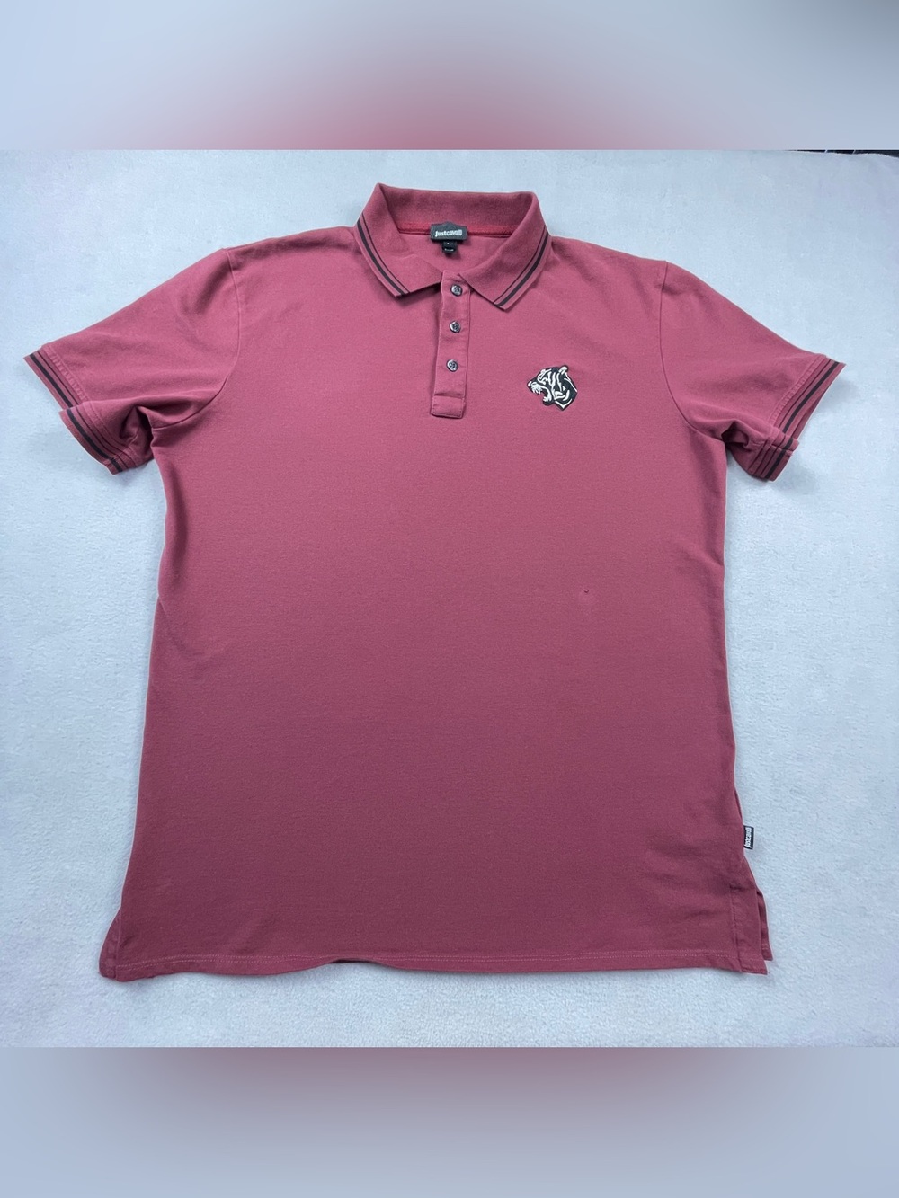 Just Cavalli Men's Polo XL Dark Muted Rose Red Stretch Comfort Logo